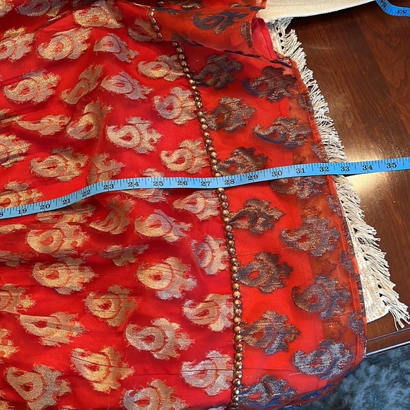 Free People NWT Red Combo Lined Dress size 6 with metallic thread embellished - Picture 6 of 7